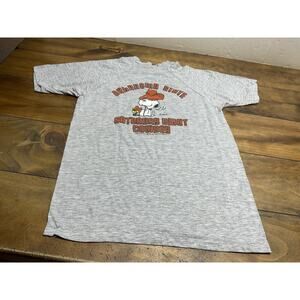 Vintage Shirrex Snoopy Oklahoma State T Shirt Single Stitch 70s Gray Large